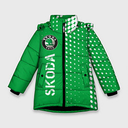 Куртка зимняя для девочки ШКОДА Skoda Абстракция, цвет: 3D-черный