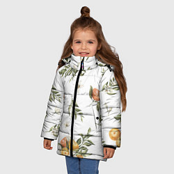 Куртка зимняя для девочки Цветы и Мандарин, цвет: 3D-черный — фото 2