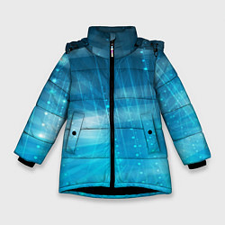 Куртка зимняя для девочки Линии на голубом фоне, цвет: 3D-черный