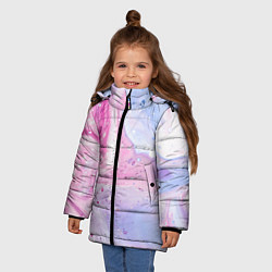Куртка зимняя для девочки Абстрактные краски голубой, розовый, цвет: 3D-красный — фото 2