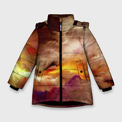 Куртка зимняя для девочки Красочная пасмурность, цвет: 3D-черный