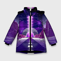 Куртка зимняя для девочки Vaporwave Neon Space, цвет: 3D-черный
