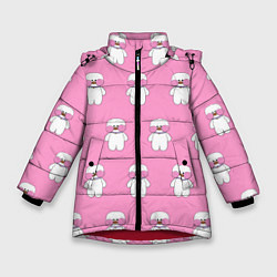 Зимняя куртка для девочки ЛАЛАФАНФАН на розовом фоне