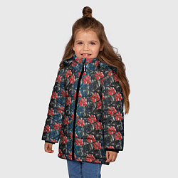 Куртка зимняя для девочки Flowers Pattern, цвет: 3D-черный — фото 2