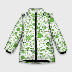 Куртка зимняя для девочки Зелёное поле, цвет: 3D-черный
