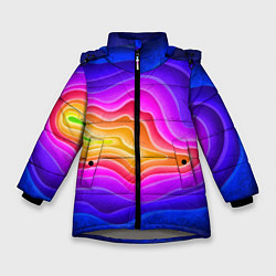 Куртка зимняя для девочки Растекание красок, цвет: 3D-светло-серый