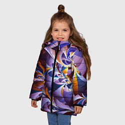 Куртка зимняя для девочки Оранжево - голубой фрактал, цвет: 3D-светло-серый — фото 2