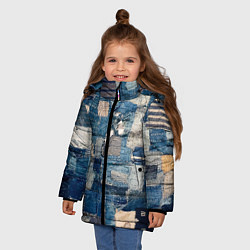 Куртка зимняя для девочки Patchwork Jeans Осень Зима 2023, цвет: 3D-черный — фото 2