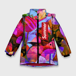 Зимняя куртка для девочки Красочный летний цветочный паттерн Summer color pa