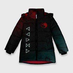 Куртка зимняя для девочки The witcher Волк Черные Молнии, цвет: 3D-красный