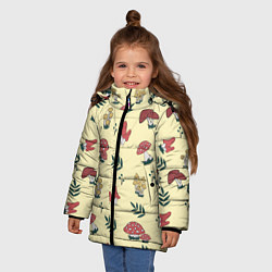 Куртка зимняя для девочки Mushroom, грибы- грибочки, цвет: 3D-черный — фото 2