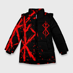 Куртка зимняя для девочки КЛЕЙМО ЖЕРТВЫ BERSERK БЕРСЕРК, цвет: 3D-черный