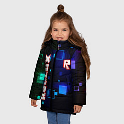 Куртка зимняя для девочки ROBLOX неоновые кубики, цвет: 3D-черный — фото 2