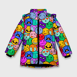 Зимняя куртка для девочки Sticker bombing смайлы маленькие
