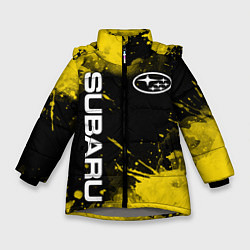 Куртка зимняя для девочки СУБАРУ - SUBARU Желтые пятна, цвет: 3D-светло-серый