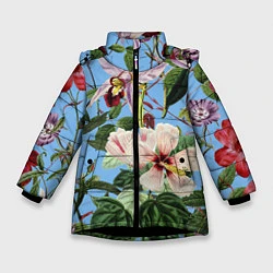 Зимняя куртка для девочки Цветы Сине-Цветочный Букет