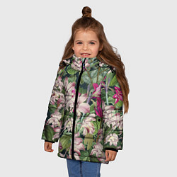 Куртка зимняя для девочки Цветы Лилия Тигровая, цвет: 3D-светло-серый — фото 2