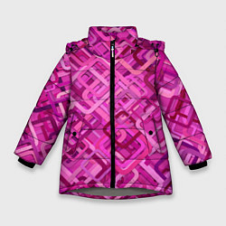 Куртка зимняя для девочки КВАДРАТНЫЕ КОЛЬЦА, цвет: 3D-светло-серый