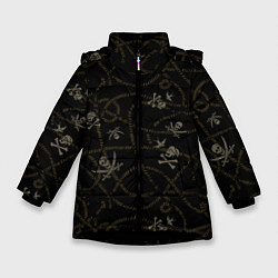 Куртка зимняя для девочки Пираты Карибского моря Паттерн, цвет: 3D-черный