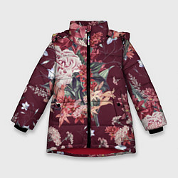 Куртка зимняя для девочки Цветы Прекрасный Букет, цвет: 3D-красный