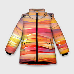 Куртка зимняя для девочки Закатное солнце, цвет: 3D-черный