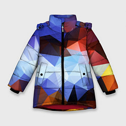 Куртка зимняя для девочки Абстрактный цветной узор из треугольников Abstract, цвет: 3D-красный