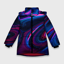 Куртка зимняя для девочки Неоновые разводы Neon streaks, цвет: 3D-красный