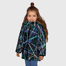 Куртка зимняя для девочки ПЕРЕСЕКАЮЩИЕ ЦВЕТНЫЕ ЛИНИИ, цвет: 3D-светло-серый — фото 2