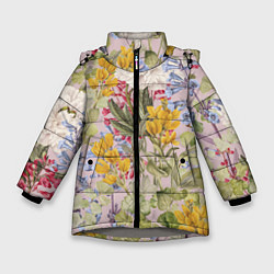 Куртка зимняя для девочки Цветы Удивительное Лето, цвет: 3D-светло-серый