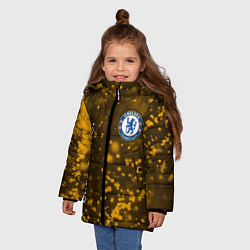 Куртка зимняя для девочки ЧЕЛСИ Абстракция, цвет: 3D-черный — фото 2