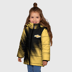 Куртка зимняя для девочки Символ и надпись CHEVROLET на фоне с Halftone эффе, цвет: 3D-черный — фото 2
