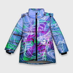 Куртка зимняя для девочки Абстрактный фрактальный летний паттерн Abstract fr, цвет: 3D-светло-серый