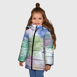 Куртка зимняя для девочки Акварельная текстура, цвет: 3D-черный — фото 2