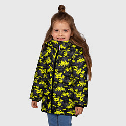 Куртка зимняя для девочки Камуфляж Пиксельный Чёрно-Жёлтый, цвет: 3D-красный — фото 2