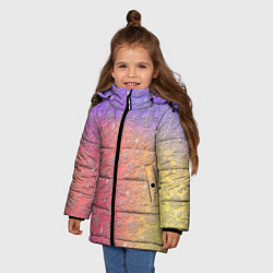Куртка зимняя для девочки Белые цветы на цветном фоне, цвет: 3D-светло-серый — фото 2