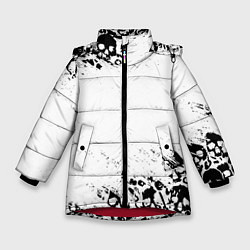 Куртка зимняя для девочки Выцветшие потёртости SKULLS, цвет: 3D-красный