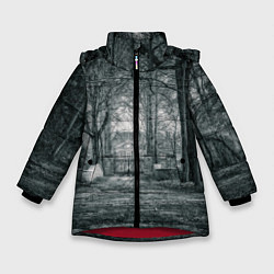 Куртка зимняя для девочки Мрачный особняк, цвет: 3D-красный