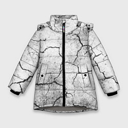 Куртка зимняя для девочки ТРЕЩИНЫ ЧЕРНО БЕЛЫЙ, цвет: 3D-светло-серый