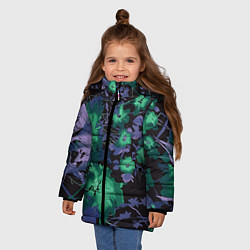 Куртка зимняя для девочки Цветочная авангардная композиция, цвет: 3D-светло-серый — фото 2