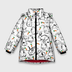 Зимняя куртка для девочки Зайцы с морковками