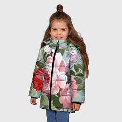 Куртка зимняя для девочки Букет роз Лето, цвет: 3D-красный — фото 2