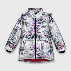 Зимняя куртка для девочки Цветы Серый Букет
