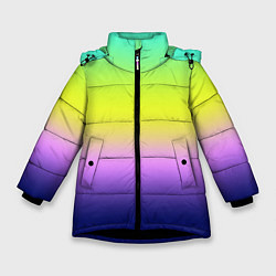 Куртка зимняя для девочки Разноцветный размытый фон градиент, цвет: 3D-черный