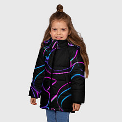 Куртка зимняя для девочки Неоновые линзы во тьме - Фиолетовый, цвет: 3D-красный — фото 2