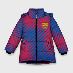 Куртка зимняя для девочки Fc barcelona барселона fc абстракция, цвет: 3D-черный