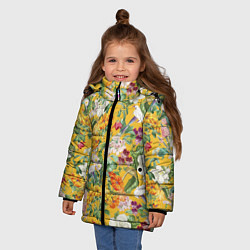 Куртка зимняя для девочки Цветы Солнечное Лето, цвет: 3D-светло-серый — фото 2