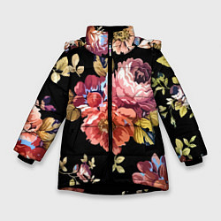 Куртка зимняя для девочки Розы в летней ночи Fashion trend, цвет: 3D-черный