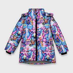 Куртка зимняя для девочки POPPY PLAYTIME HAGGY WAGGY AND KISSY MISSY LOVE, цвет: 3D-светло-серый