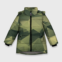 Куртка зимняя для девочки 3д полигоны - камуфляж, цвет: 3D-светло-серый