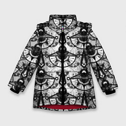 Зимняя куртка для девочки В черно-серых тонах геометрический узор